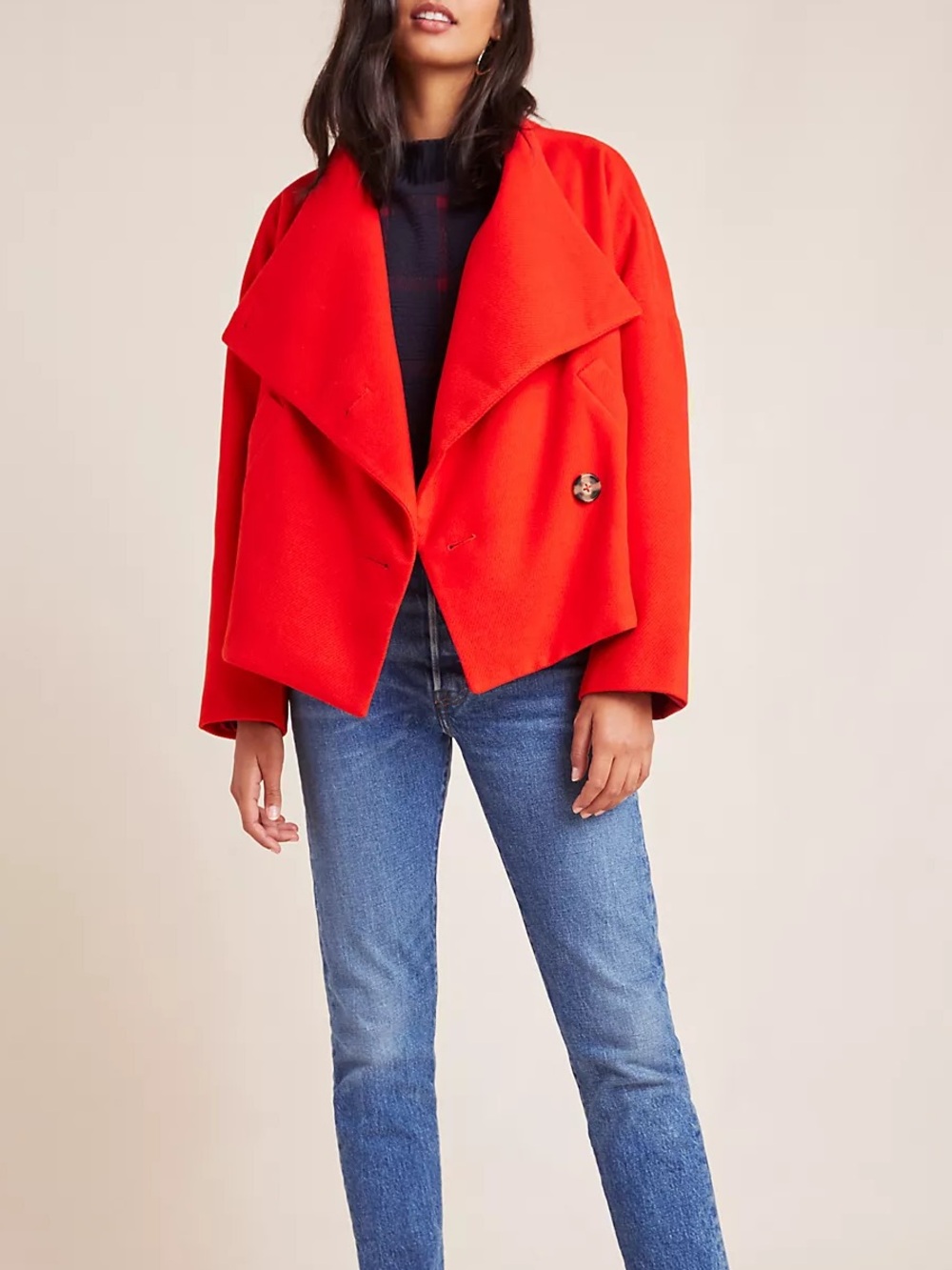 Anthropologie Sascha Asymmetrical Jacket in Bright Red